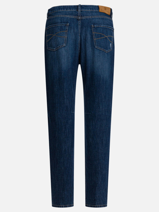 Jeans a gamba dritta Solid colour Blu - Brunello Cucinelli Uomo | PLP | VIETTI Online Store | 2