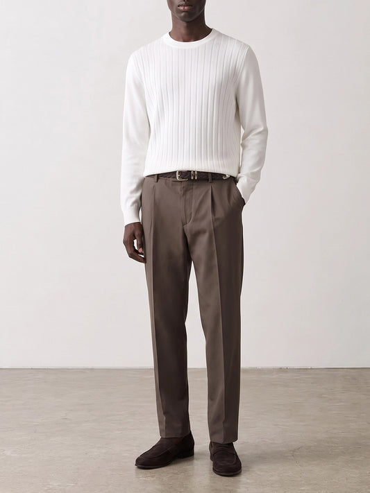 Crewneck sweaters Textured knit White - Brunello Cucinelli Men | PLP | VIETTI Online Store | 2