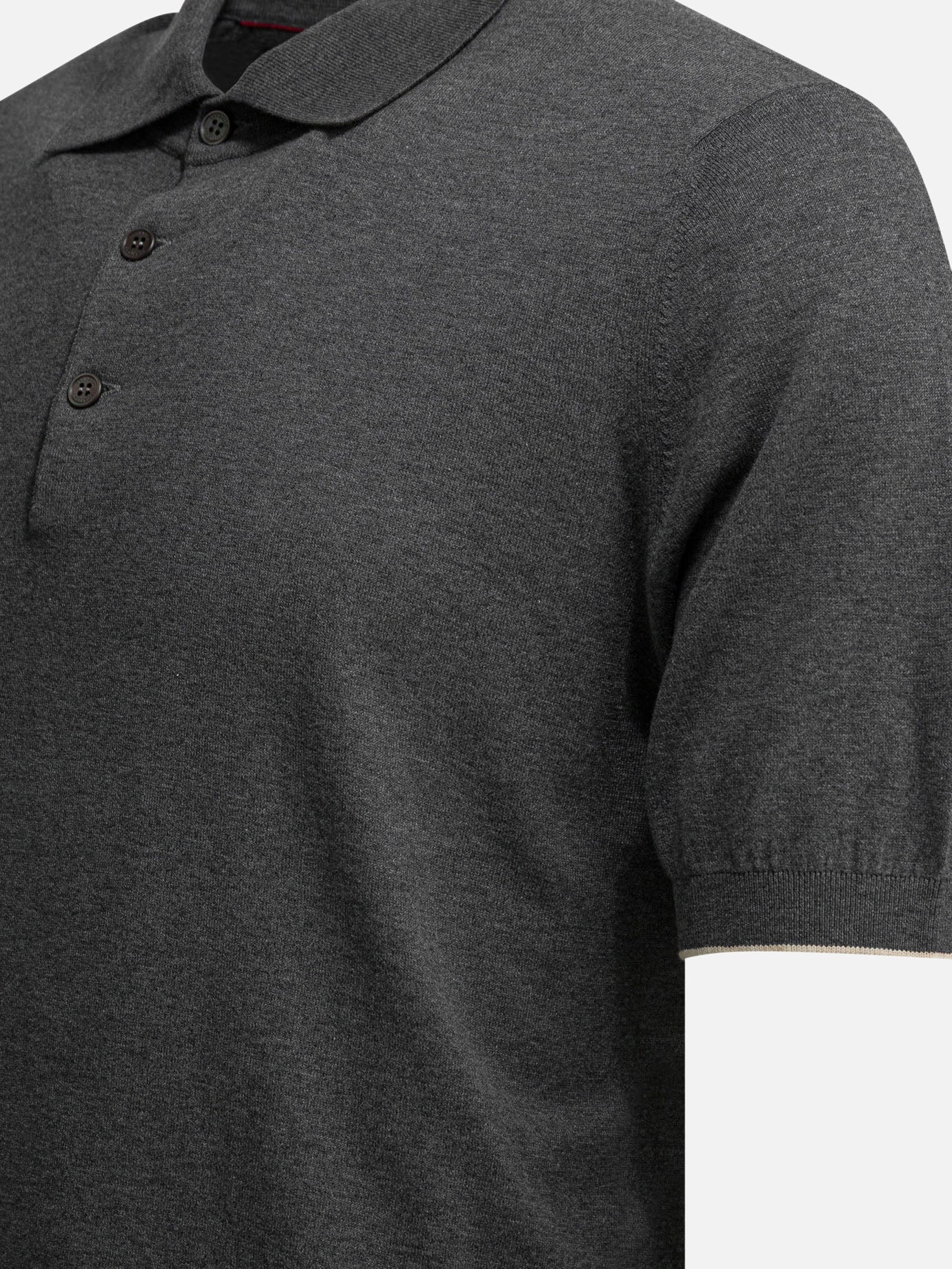 Polo shirts with buttons Solid colour Grey - Brunello Cucinelli Men | PDP | VIETTI Online Store | Zoom-Modal_4