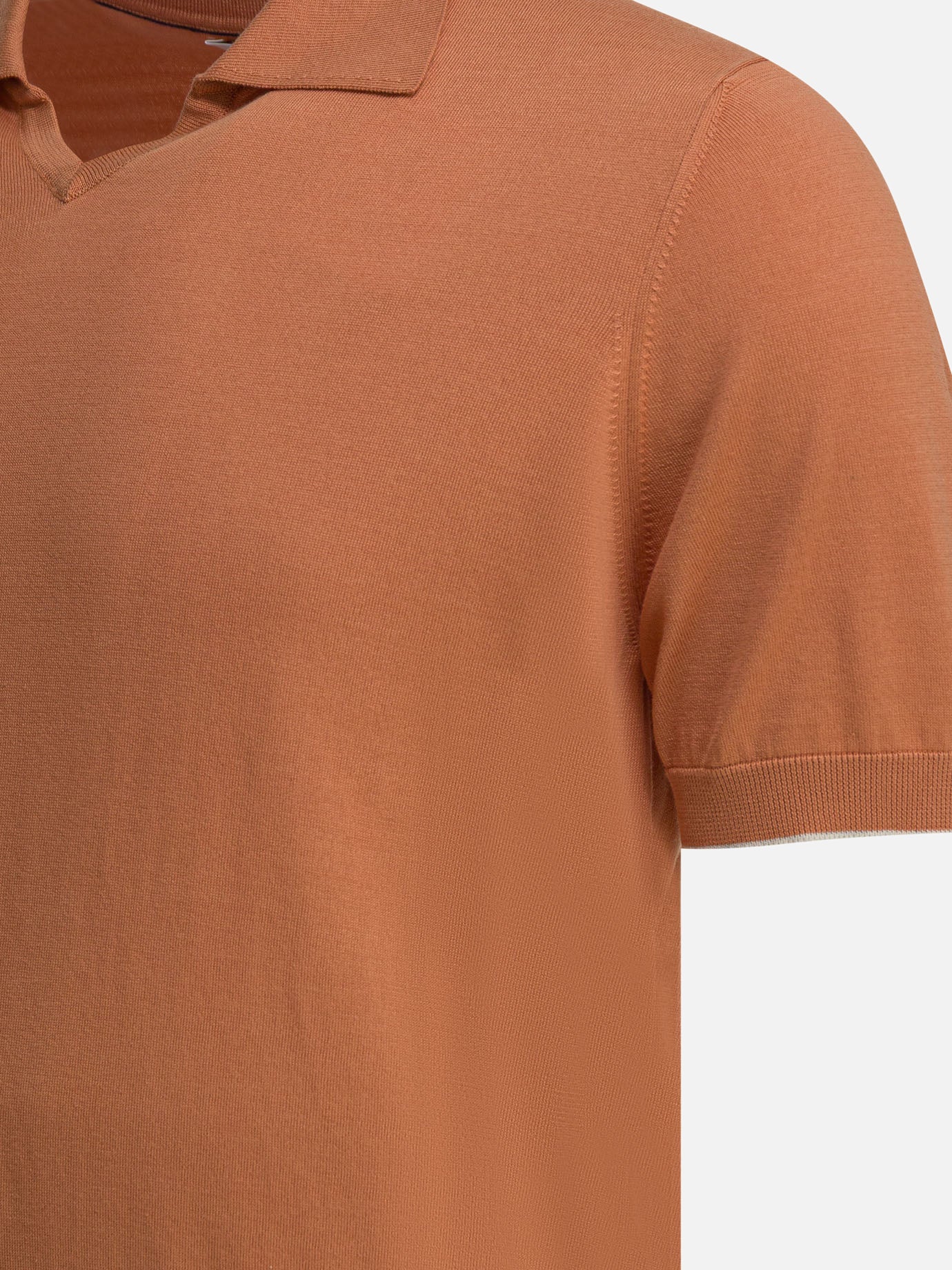 Polo shirts without buttons Solid colour Orange - Brunello Cucinelli Men | PDP | VIETTI Online Store | Zoom-Modal_4