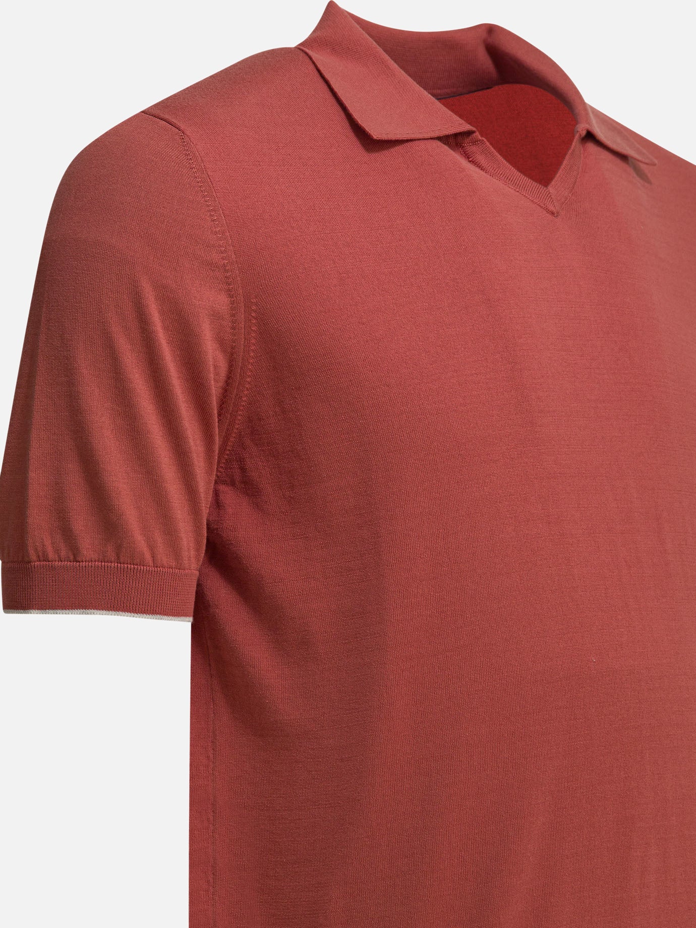 Polo shirts without buttons Solid colour Red - Brunello Cucinelli Men | PDP | VIETTI Online Store | Zoom-Modal_6
