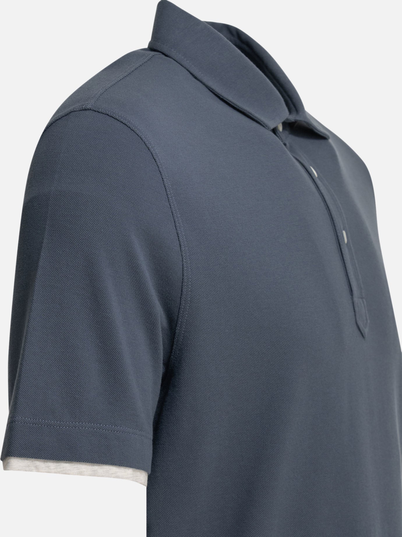 Polo shirts with buttons Solid colour Blue - Brunello Cucinelli Men | PDP | VIETTI Online Store | Zoom-Modal_4