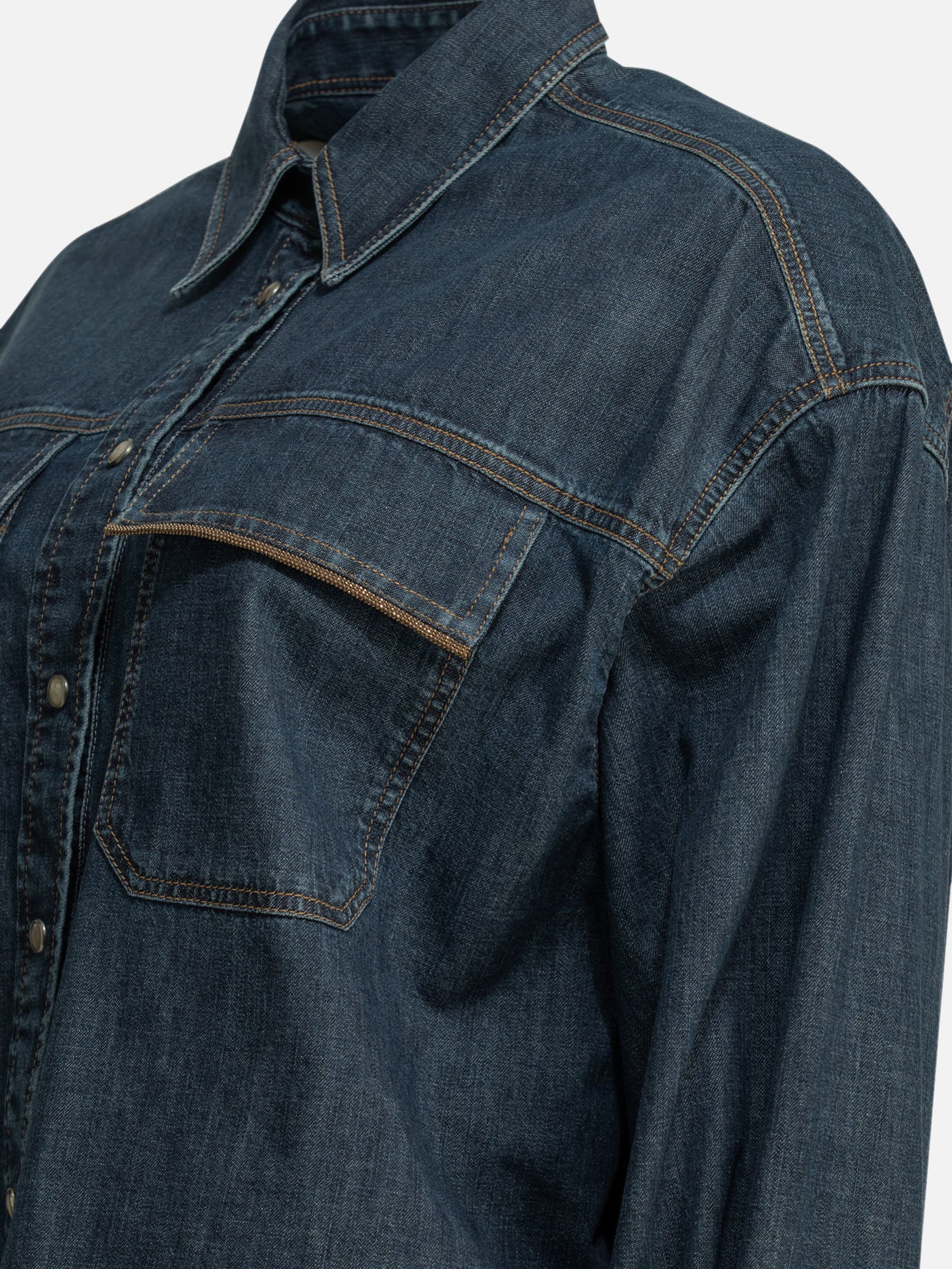 Casual shirts Solid colour Blue - Brunello Cucinelli Women | PDP | VIETTI Online Store | Zoom-Modal_4
