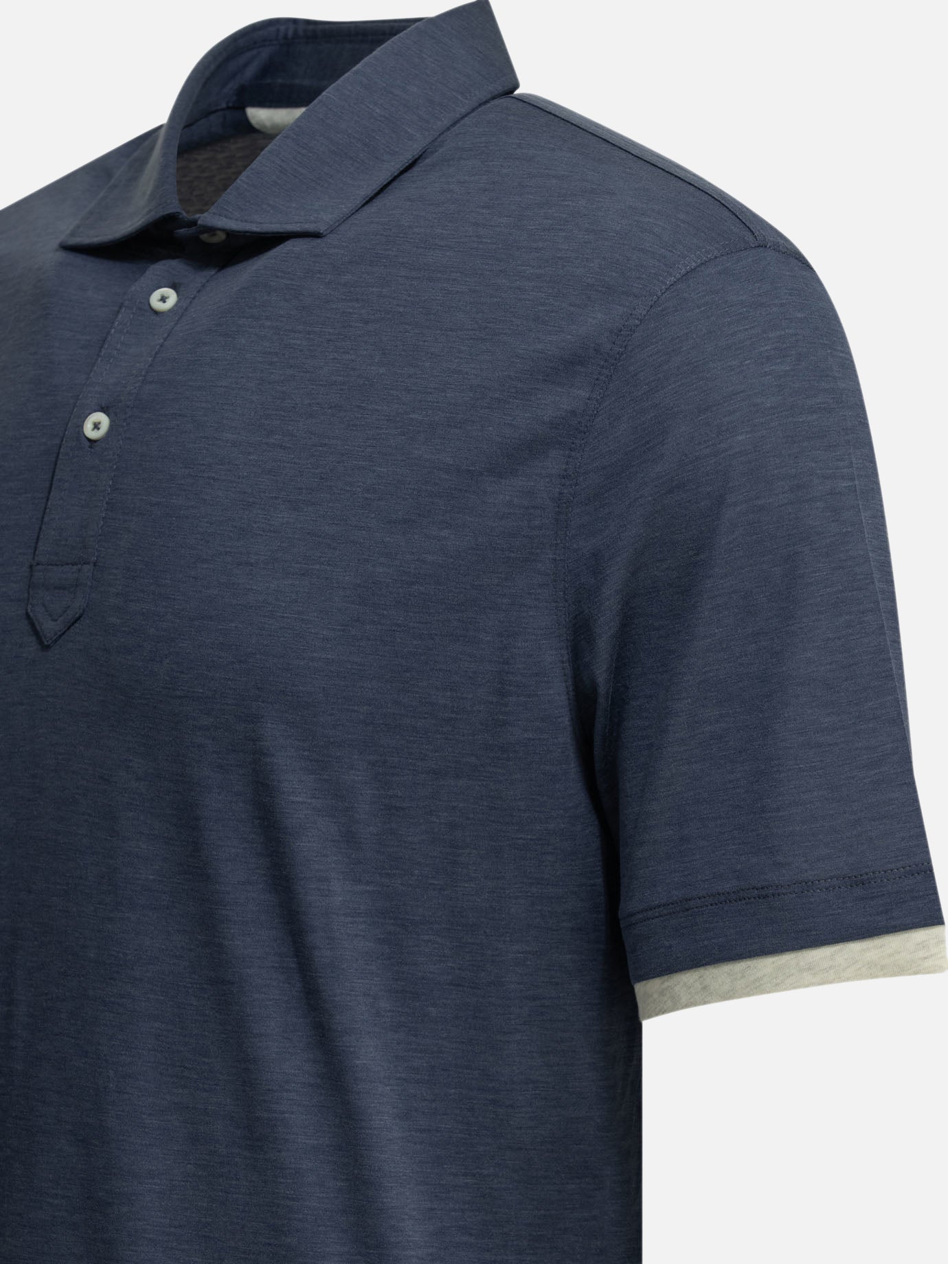 Polo shirts with buttons Solid colour Blue - Brunello Cucinelli Men | PDP | VIETTI Online Store | Zoom-Modal_4