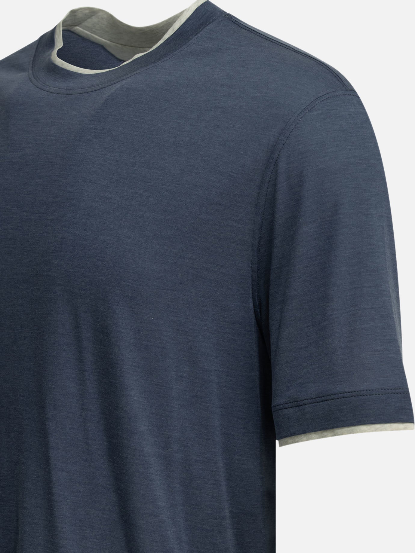 Crewneck t-shirts Solid colour Blue - Brunello Cucinelli Men | PDP | VIETTI Online Store | Zoom-Modal_4
