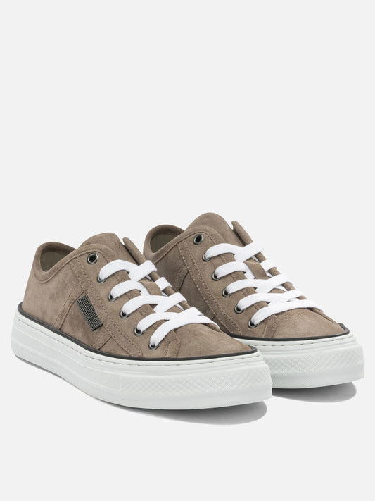 Low top sneakers 100% suede leather - 100% rubber Beige - Brunello Cucinelli Women | PLP | VIETTI Online Store | 2