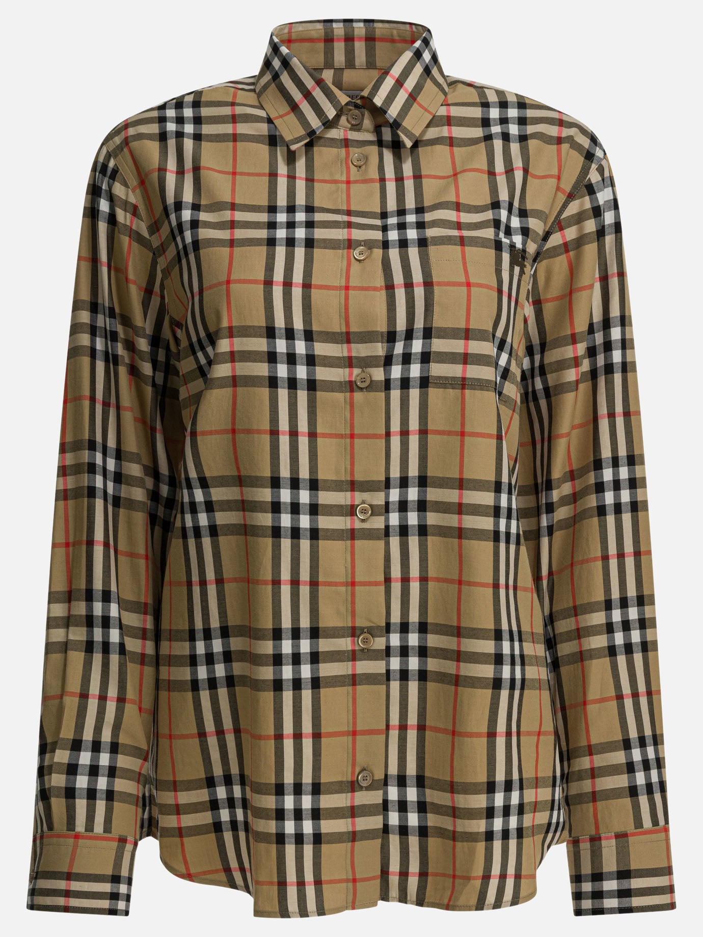 burberry dress shirts Burberry Check cotton and linen shirt in beige - Burberry