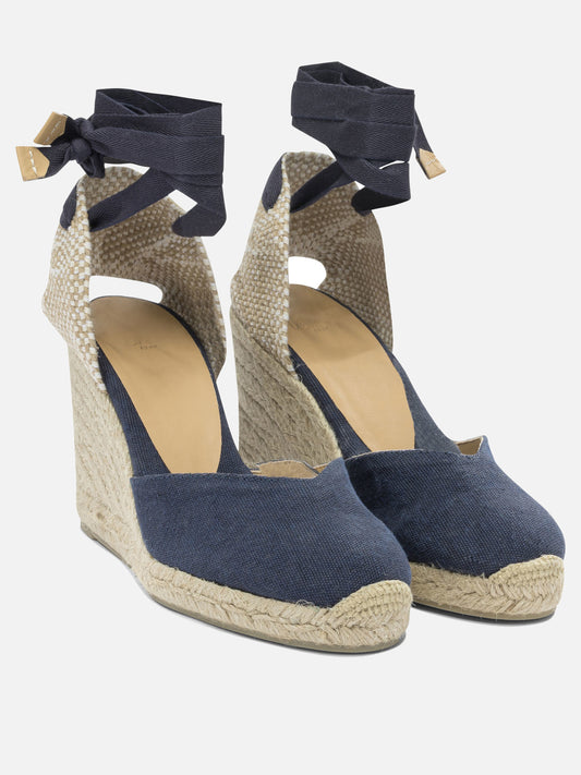 Heeled espadrilles 100% organic cotton - 100% leather - 100% rubber Blue - Castañer Women | PLP | VIETTI Online Store | 2