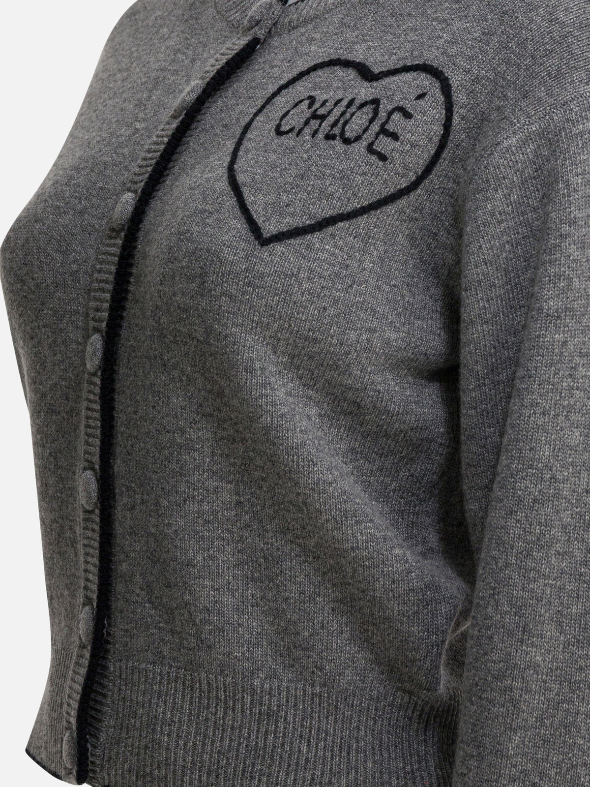 Chloé Wool and cashmere cardigan with logo Grey