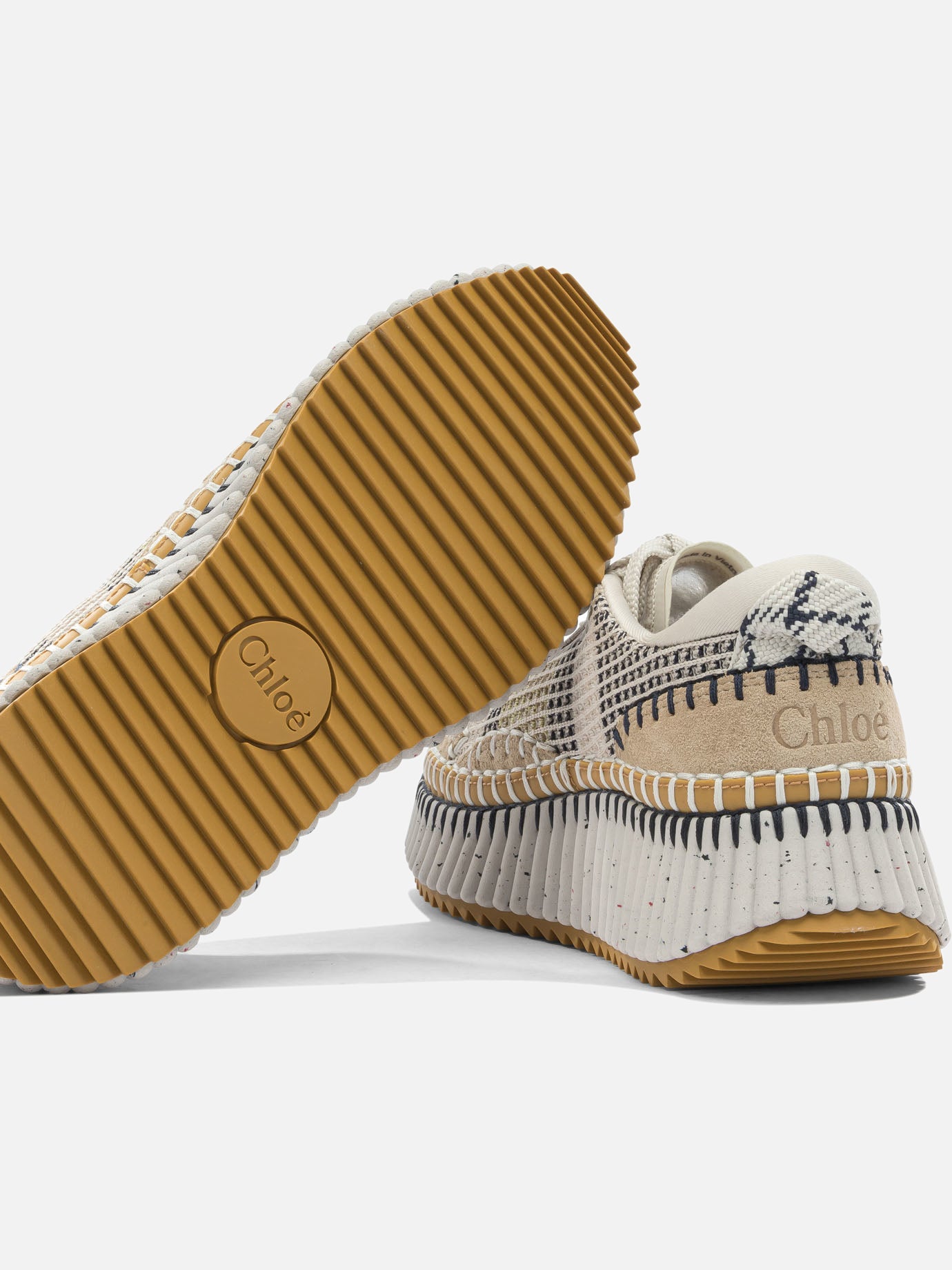 Low top sneakers 100% polyester - 100% calf leather Beige - Chloé Women | PDP | VIETTI Online Store | Zoom-Modal_5
