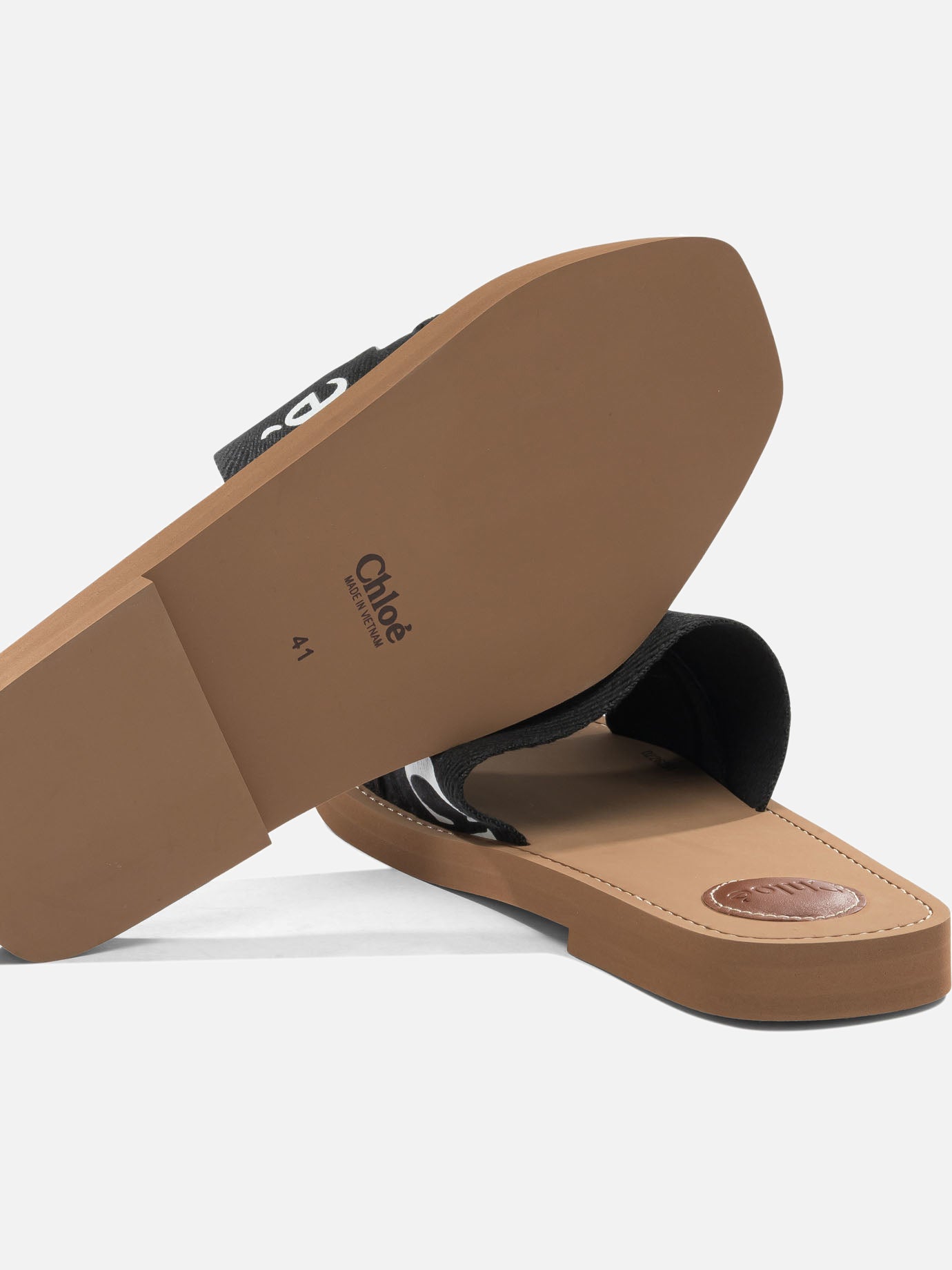Flat sandals 90% linen 10% polyester - 100% ethylene vinyl acetate Black - Chloé Women | PDP | VIETTI Online Store | Zoom-Modal_5