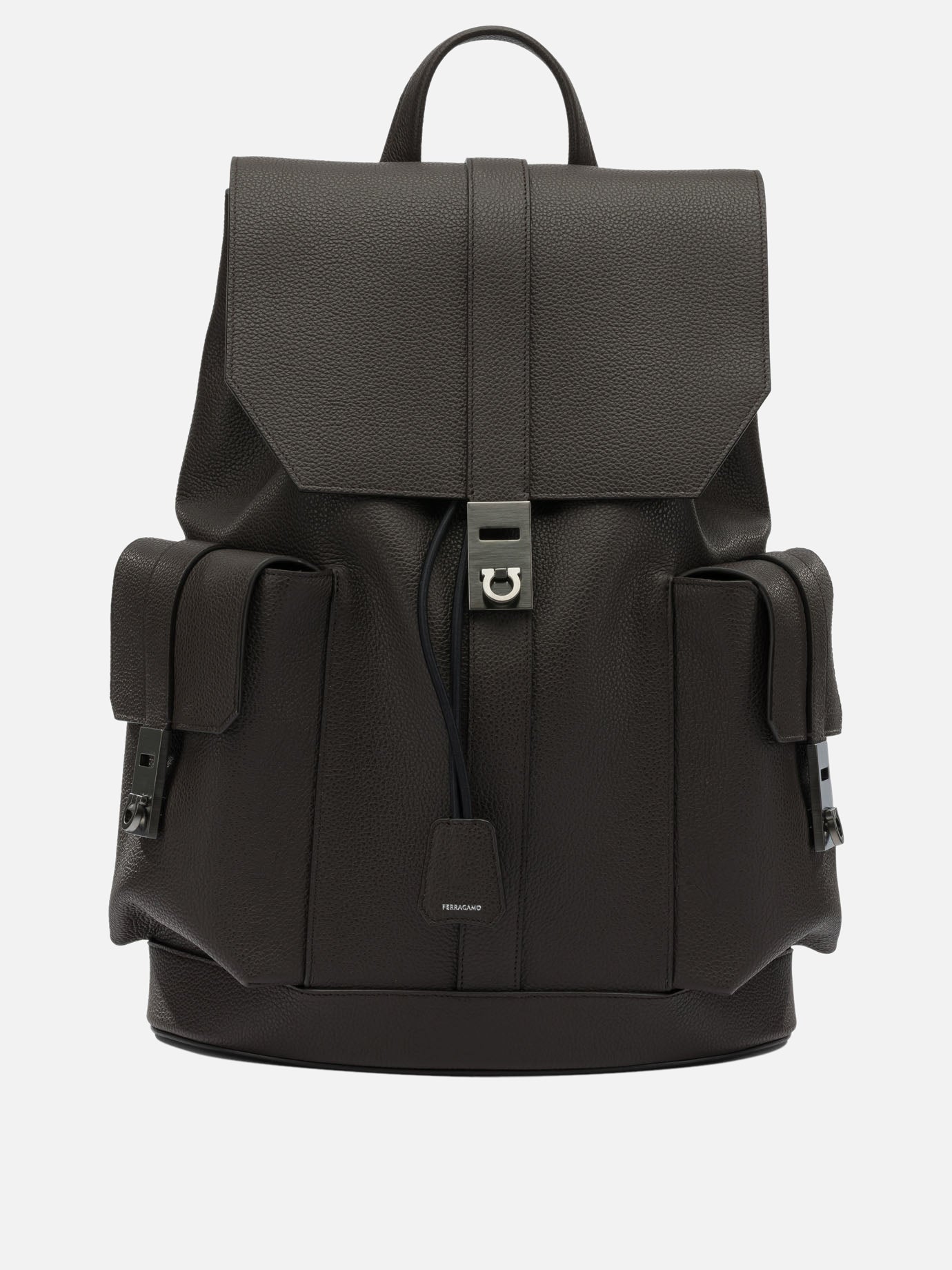 buy gents leather backpack online Double pocket leather backpack