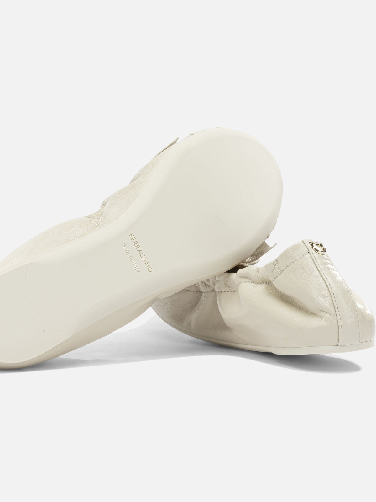Ferragamo Leather ballet flats with bow White