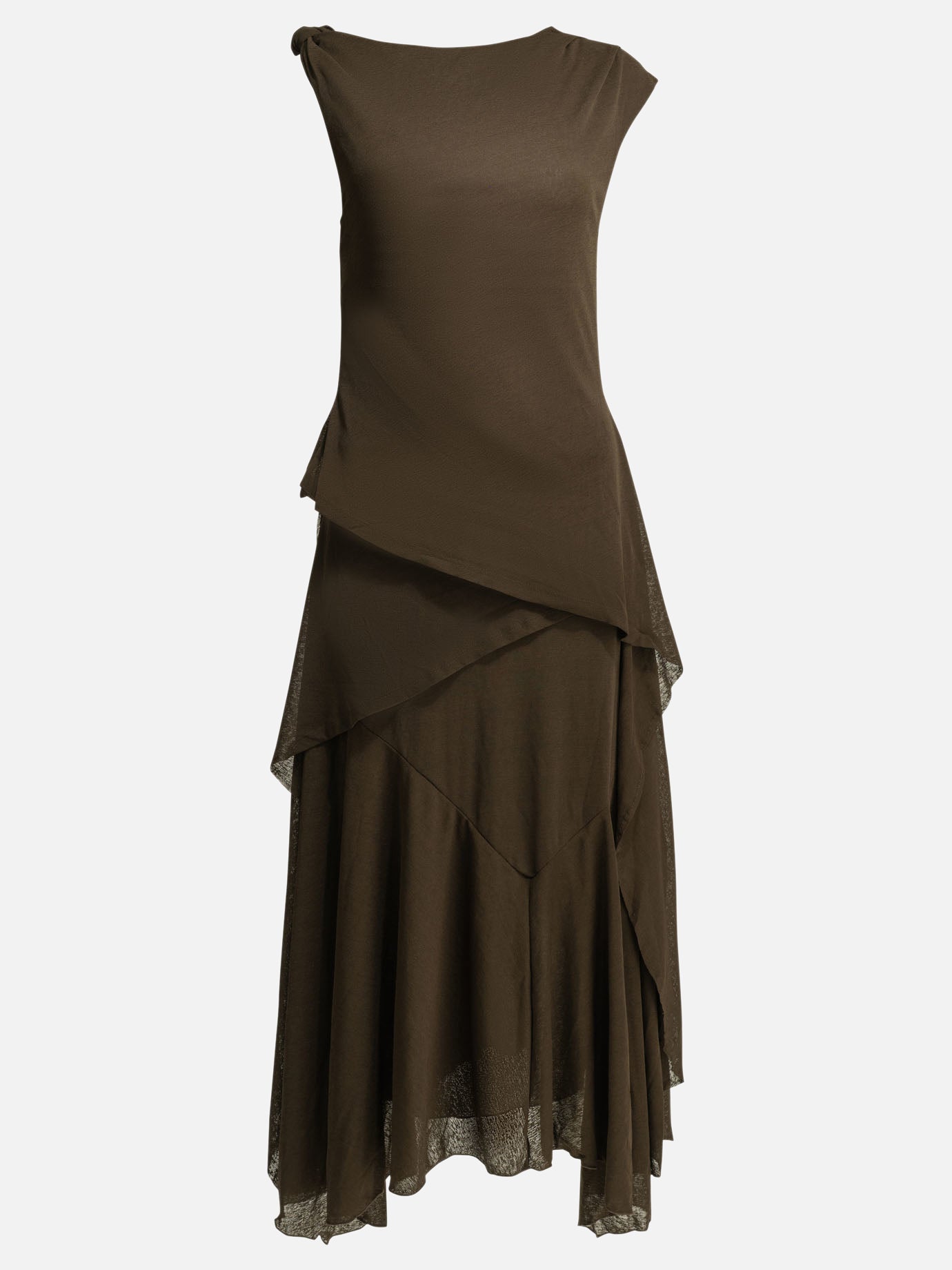 Ganni Draped long dress Brown - Women | VIETTI Online Store Ganni Draped long dress Brown - Women | VIETTI Online Store