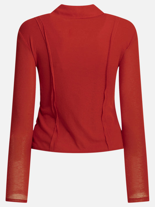 Polo con bottoni Solid colour Rosso - Ganni Donna | PLP | VIETTI Online Store | 2