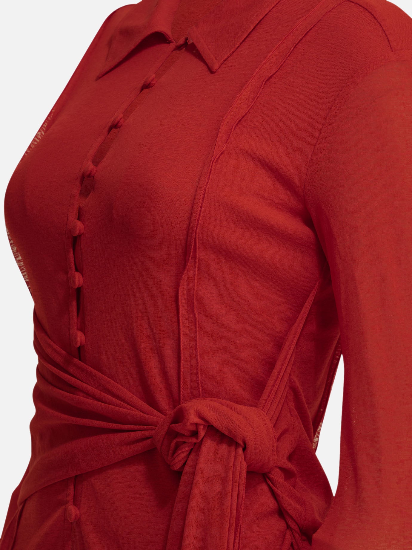 Polo shirts with buttons Solid colour Red - Ganni Women | PDP | VIETTI Online Store | Zoom-Modal_4