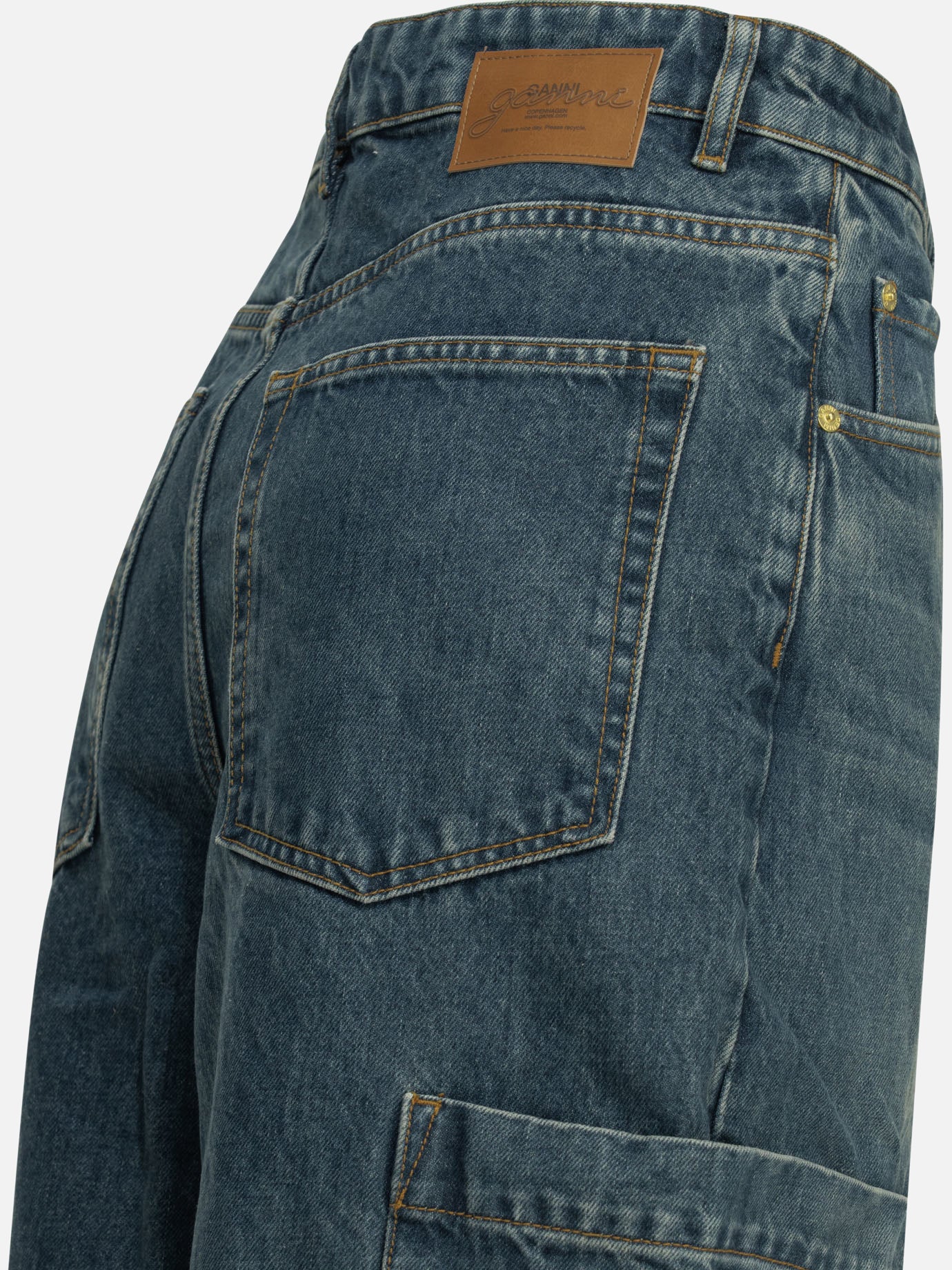 Wide-leg jeans Solid colour Blue - Ganni Women | PDP | VIETTI Online Store | Zoom-Modal_4