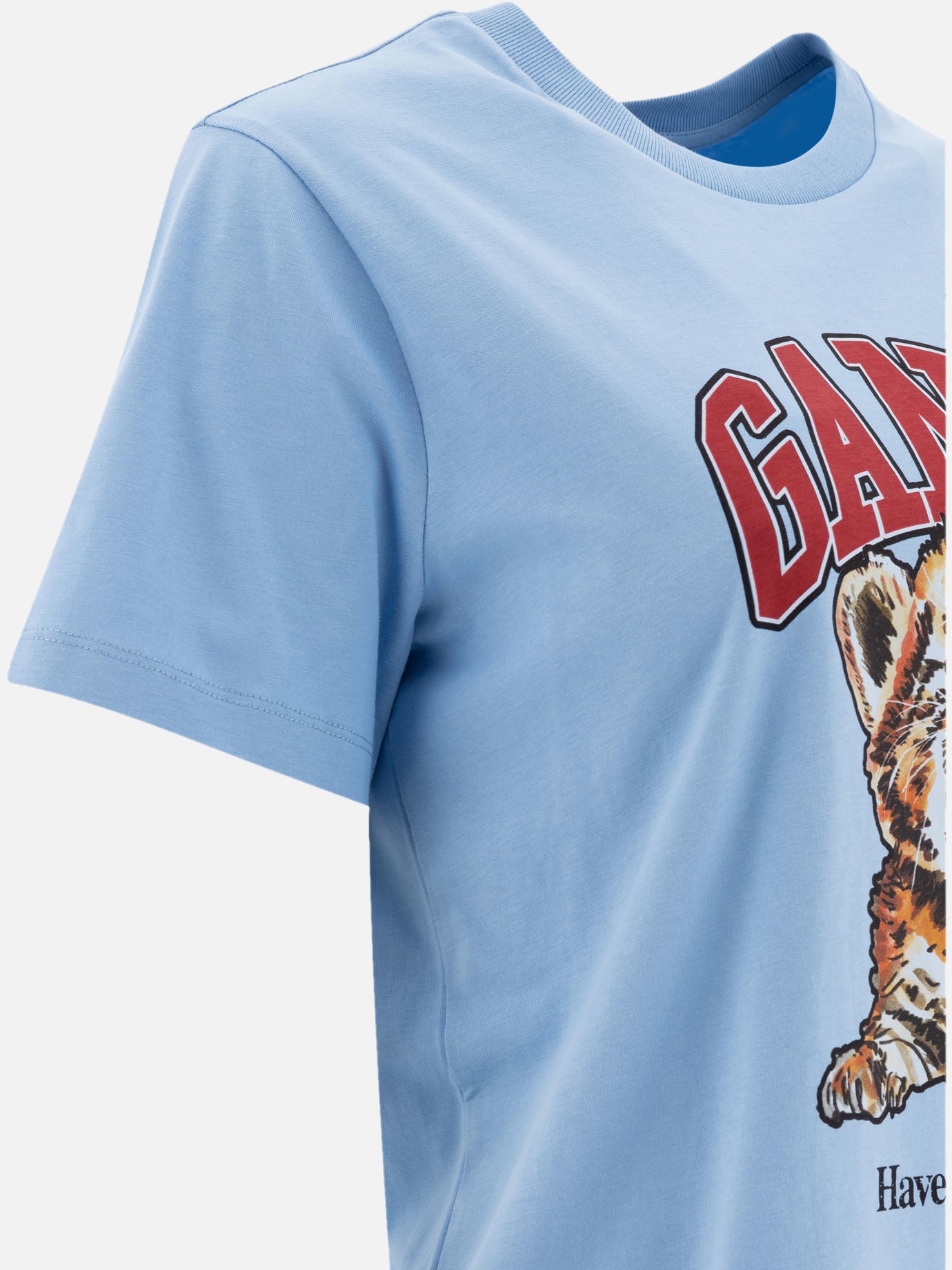 Crewneck t-shirts Logo Light blue - Ganni Women | PDP | VIETTI Online Store | Zoom-Modal_4