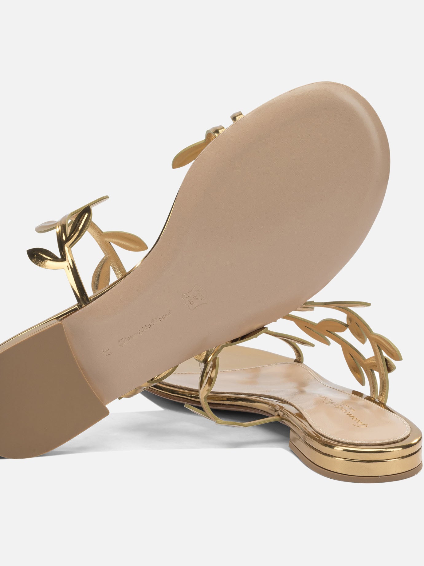 Flat sandals 100% calf leather - 100% calf leather Gold - Gianvito Rossi Women | PDP | VIETTI Online Store | Zoom-Modal_5