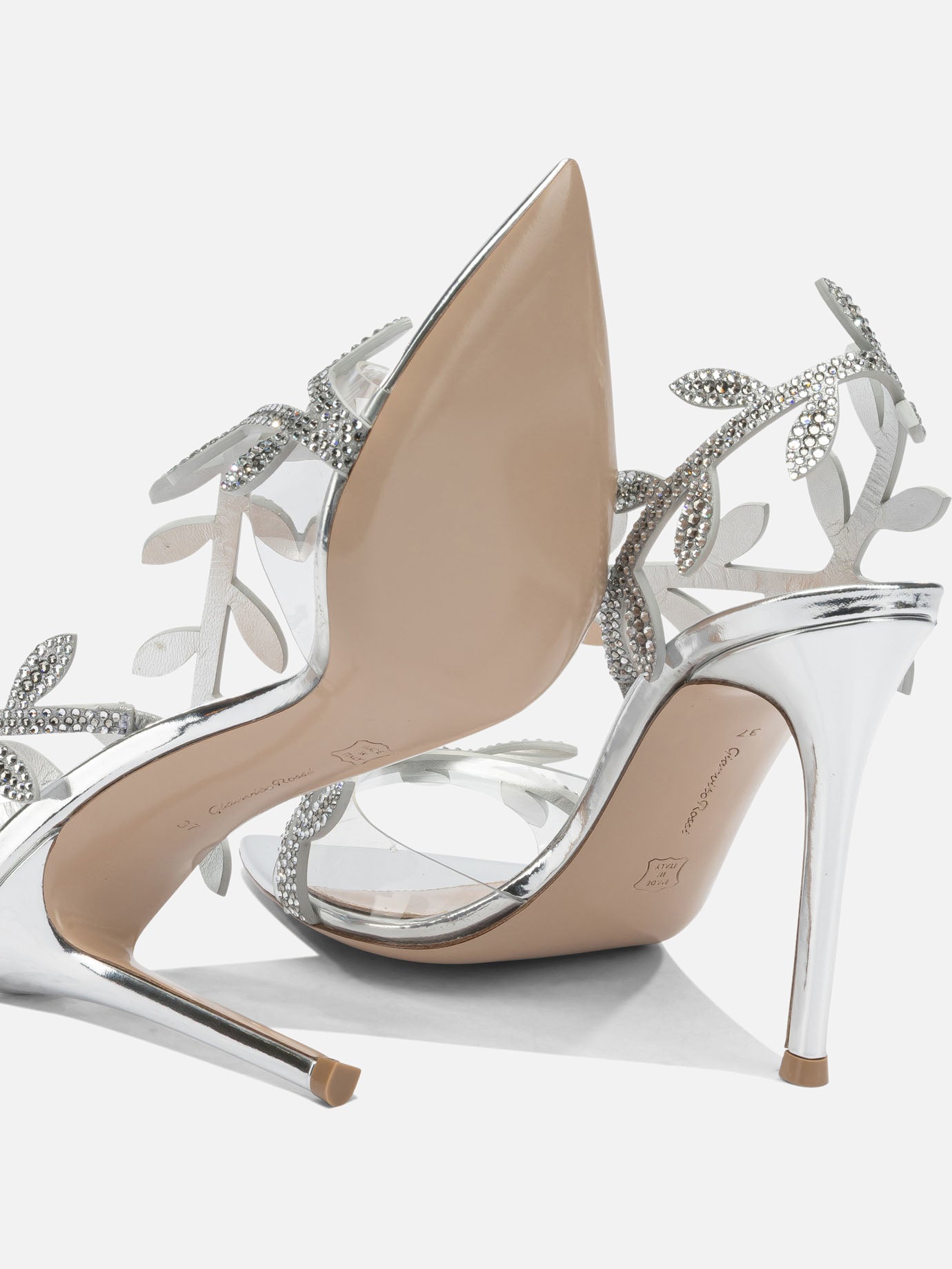 Heeled sandals 80% suede 20% thermoplastic polyurethane - 100% calf leather Silver - Gianvito Rossi Women | PDP | VIETTI Online Store | Zoom-Modal_5