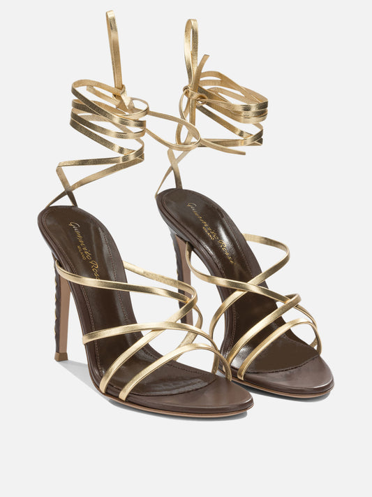 Heeled sandals 100% lamb leather - 100% calf leather Gold - Gianvito Rossi Women | PLP | VIETTI Online Store | 2