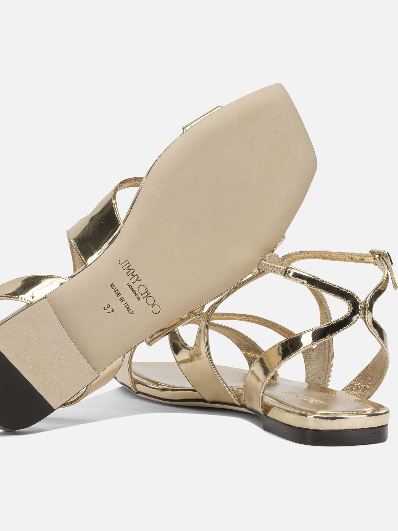 Flat sandals 100% calf leather - 95% calf leather 5% rubber Gold - Jimmy Choo Women | PDP | VIETTI Online Store | Zoom-Modal_5