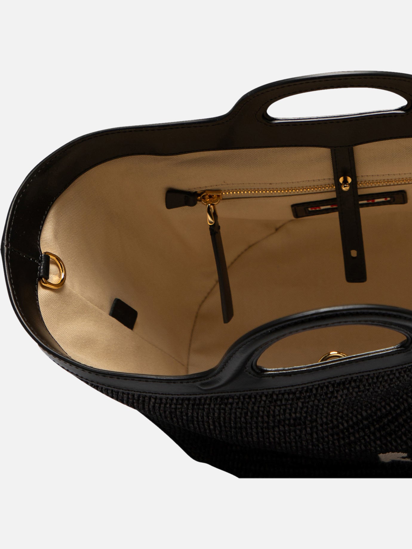 Large bags 52% cotton 48% polyamide - Lining: 95% cotton 5% acrylic - Other fabric: 100% calf leather - Metallic parts: 100% brass Black - Marni Women | PDP | VIETTI Online Store | Zoom-Modal_5