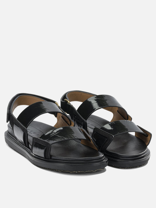 Flat sandals 100% calf leather - 100% rubber Black - Marni Women | PLP | VIETTI Online Store | 2