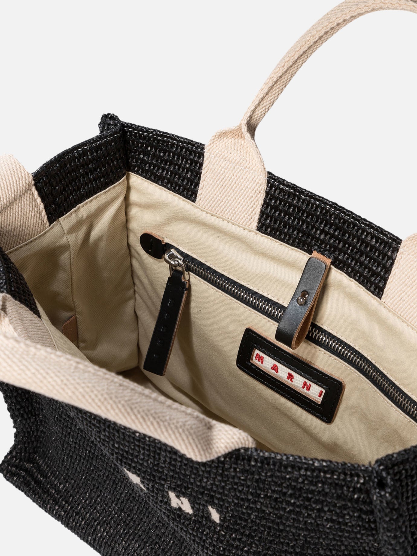 Medium bags 52% cotton 48% polyamide - Lining: 95% cotton 5% acrylic - Other fabric: 97% cotton 3% polyester - Other fabric: 100% calf leather Black - Marni Women | PDP | VIETTI Online Store | Zoom-Modal_5