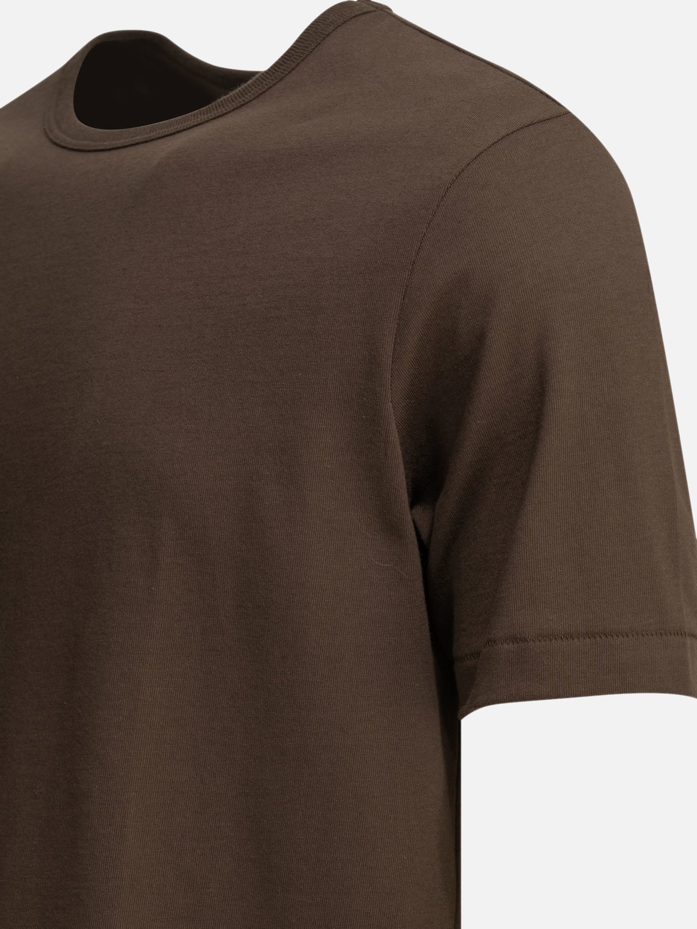 Crewneck t-shirts Solid colour Brown - Merz b. Schwanen Men | PDP | VIETTI Online Store | Zoom-Modal_4