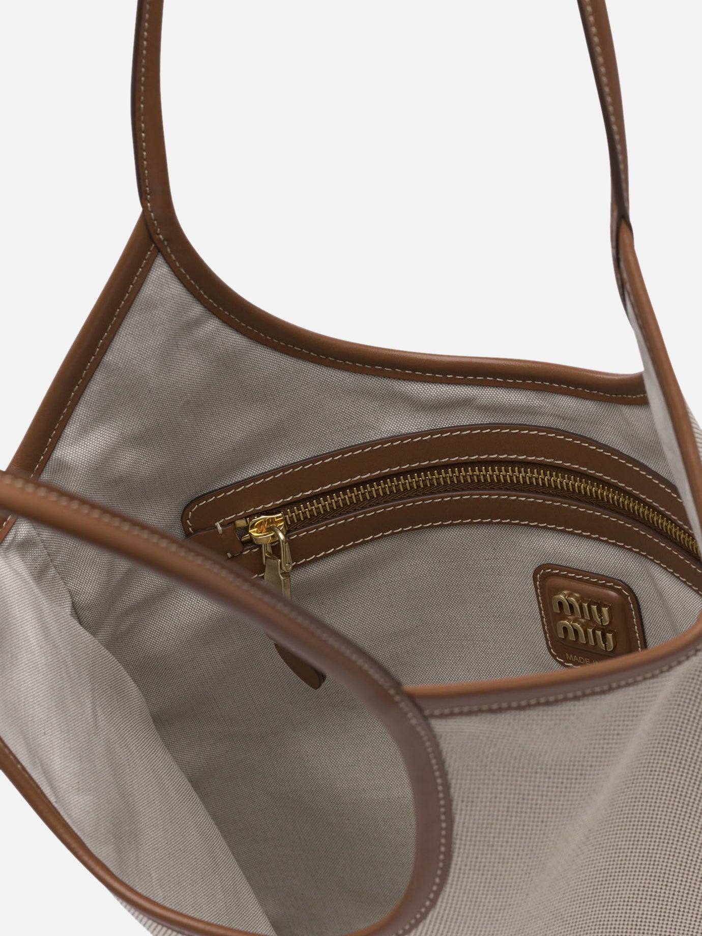 Borse medie 100% cotton - Other fabric: 100% calf leather Beige - Miu Miu Donna | PDP | VIETTI Online Store | Zoom-Modal_5