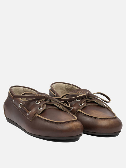 Laced loafers 100% calf leather - 100% rubber Brown - Miu Miu Women | PLP | VIETTI Online Store | 2