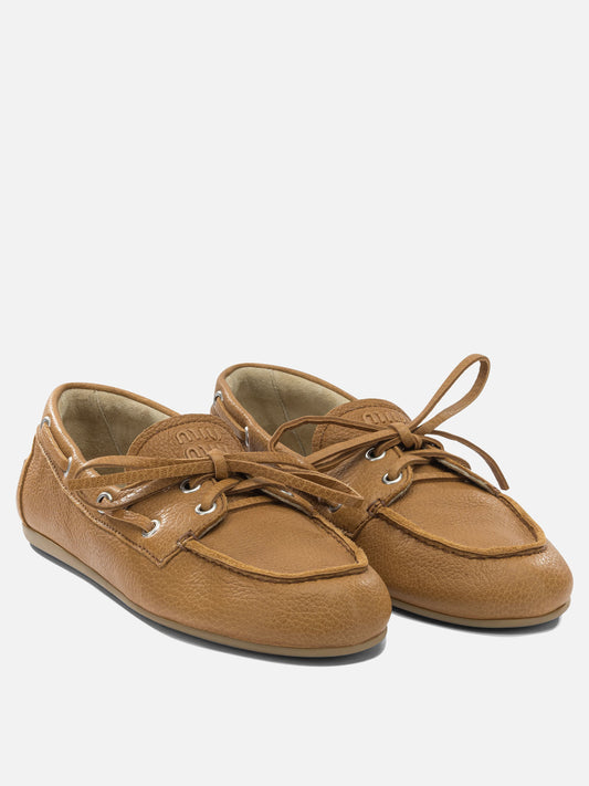 Laced loafers 100% calf leather Beige - Miu Miu Women | PLP | VIETTI Online Store | 2