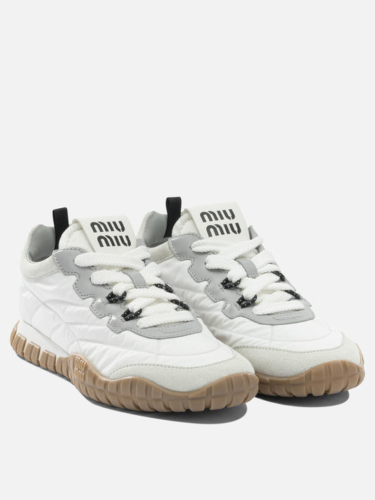 Low top sneakers 100% recycled polyamide - 100% rubber White - Miu Miu Women | PLP | VIETTI Online Store | 2