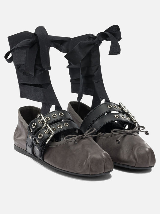 Classic ballet flats 100% lamb leather - 100% calf leather Brown - Miu Miu Women | PLP | VIETTI Online Store | 2