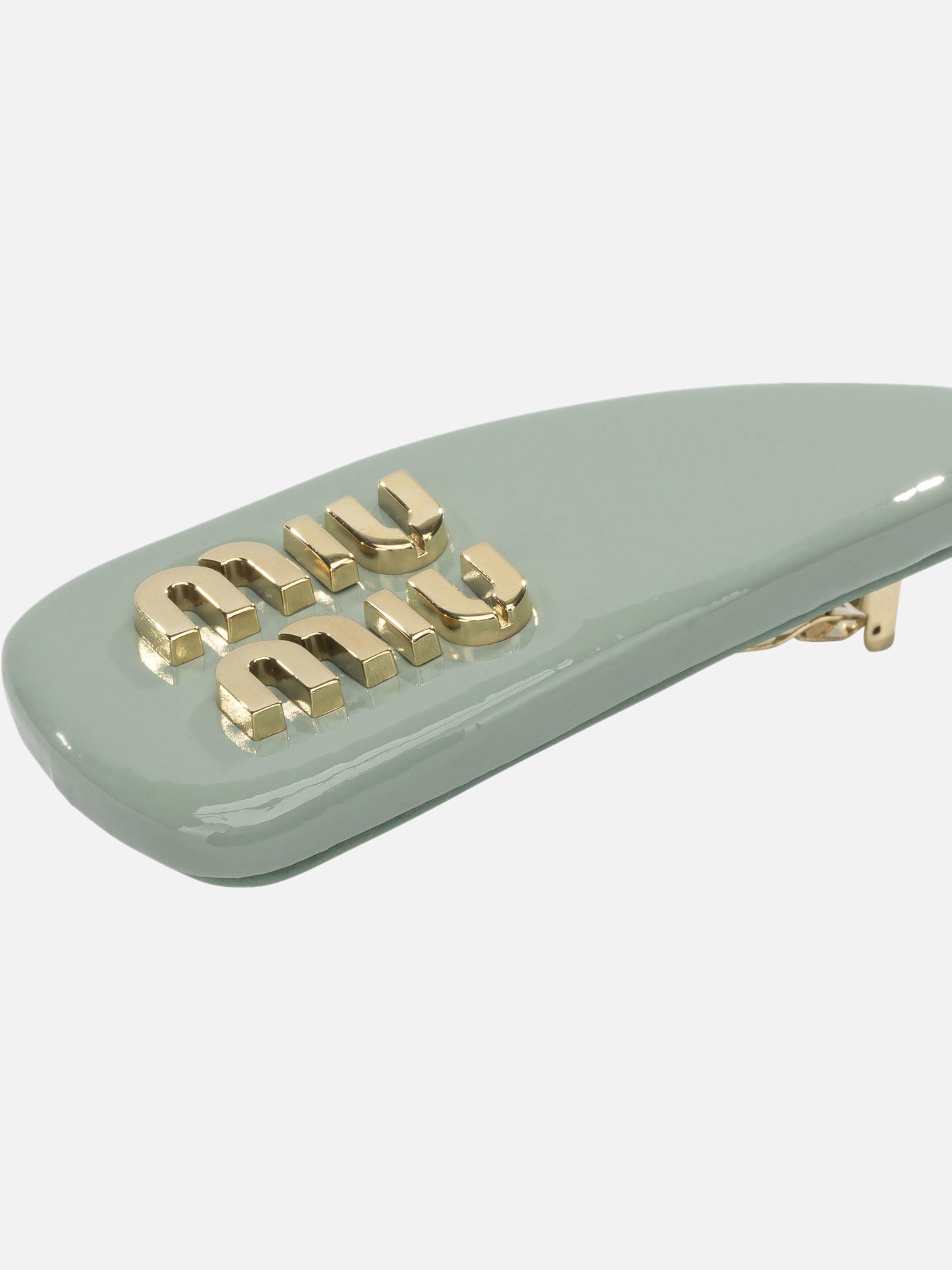 Hair clips 100% brass - 100% lamb leather Green - Miu Miu Women | PDP | VIETTI Online Store | Zoom-Modal_2