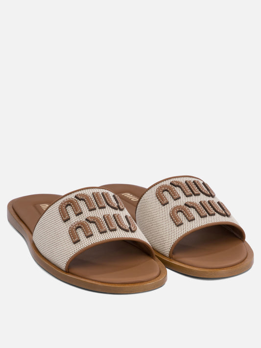 Slides 100% cotton Brown - Miu Miu Women | PLP | VIETTI Online Store | 2