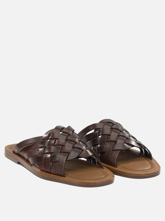 Slides 100% calf leather Brown - Miu Miu Women | PLP | VIETTI Online Store | 2