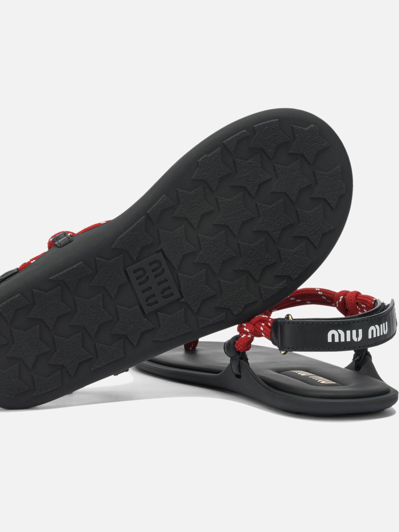 Flat sandals 100% polyester - 100% calf leather Red - Miu Miu Women | PDP | VIETTI Online Store | Zoom-Modal_5