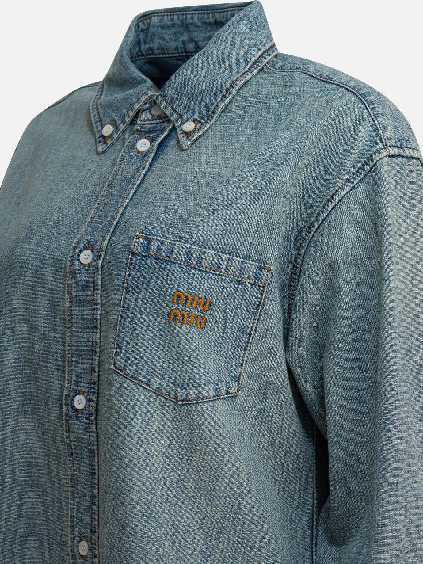 Casual shirts Logo Light blue - Miu Miu Women | PDP | VIETTI Online Store | Zoom-Modal_4