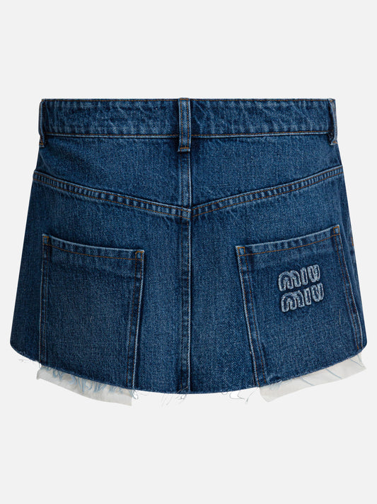Miniskirts Logo Blue - Miu Miu Women | PLP | VIETTI Online Store | 2