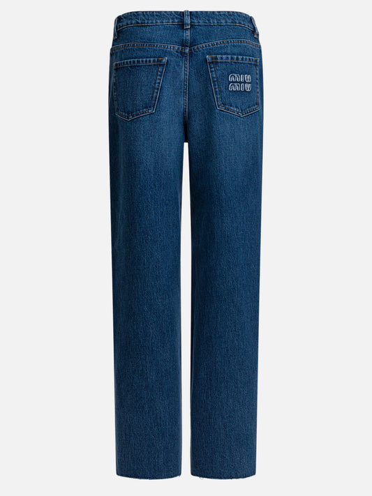 Wide-leg jeans Logo Blue - Miu Miu Women | PLP | VIETTI Online Store | 2