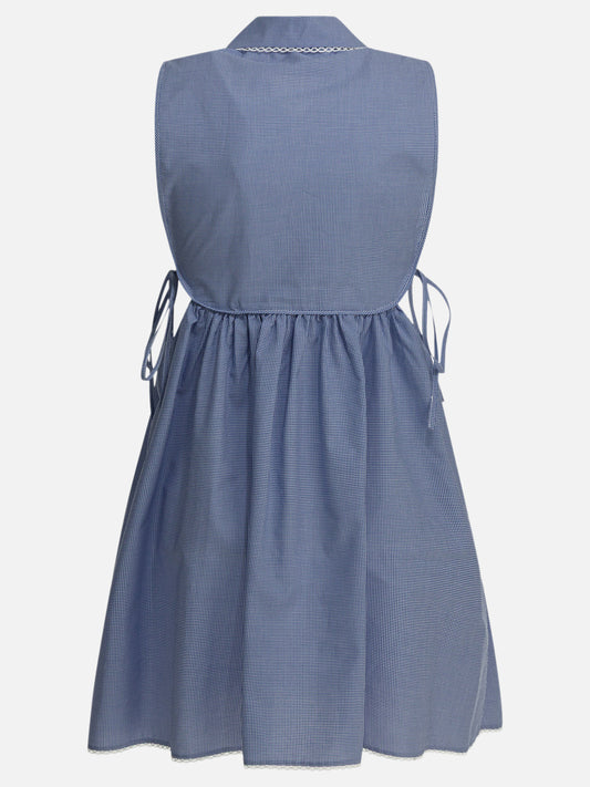 Miu Miu Short dress with logo Light blue