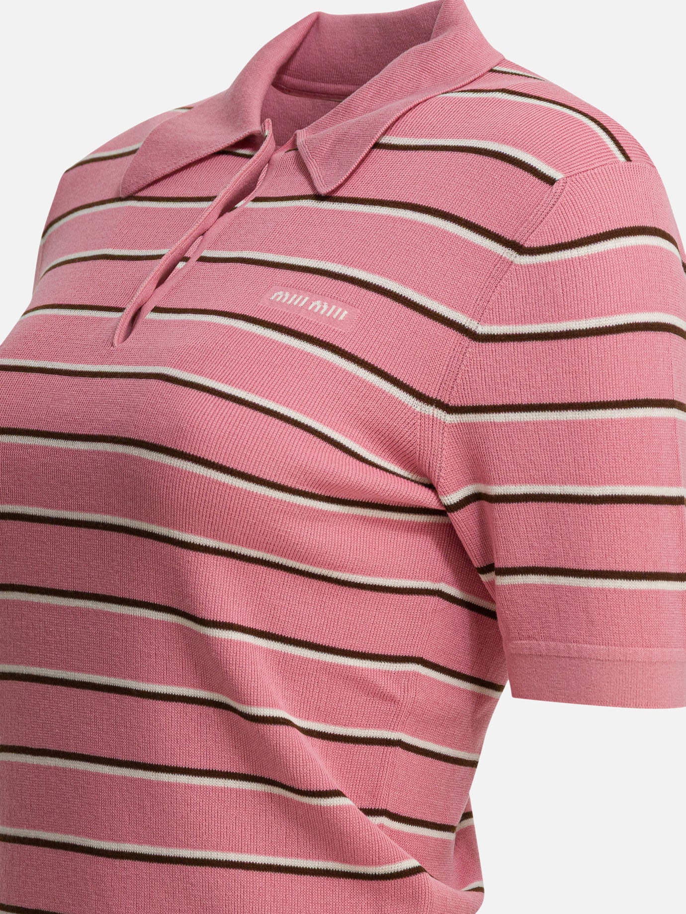 Polo shirts with buttons Striped Pink - Miu Miu Women | PDP | VIETTI Online Store | Zoom-Modal_4