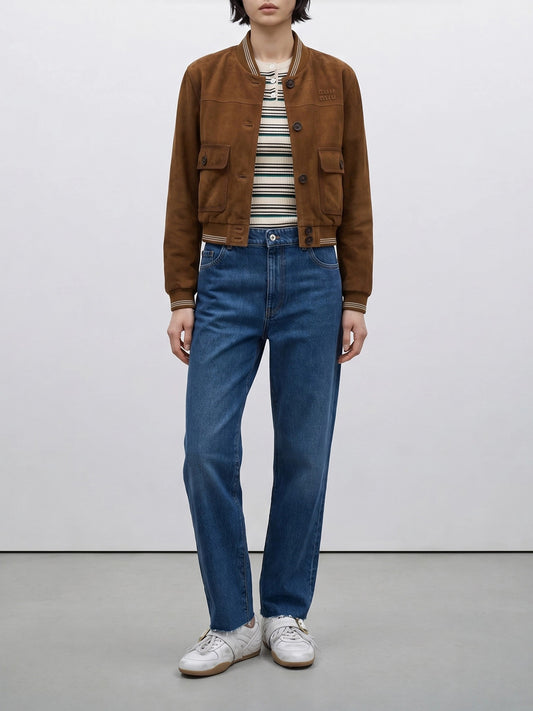 Bomber jackets Logo Brown - Miu Miu Women | PLP | VIETTI Online Store | 2