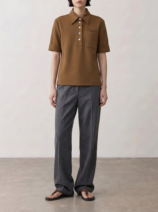 Polo shirts with buttons Logo Brown - Miu Miu Women | PLP | VIETTI Online Store | 2