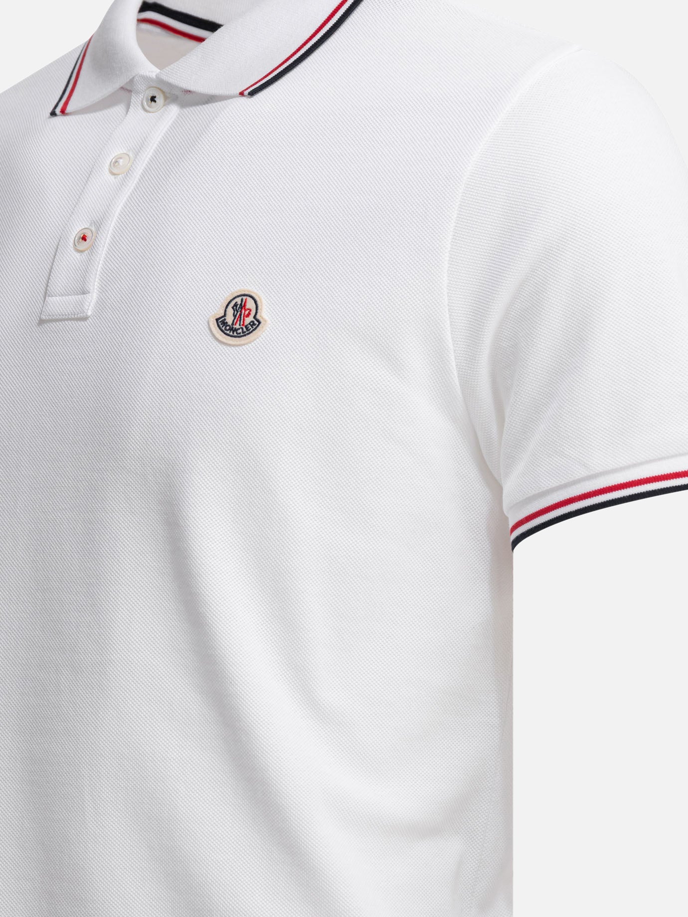 Moncler Cotton pique polo shirt with logo patch White