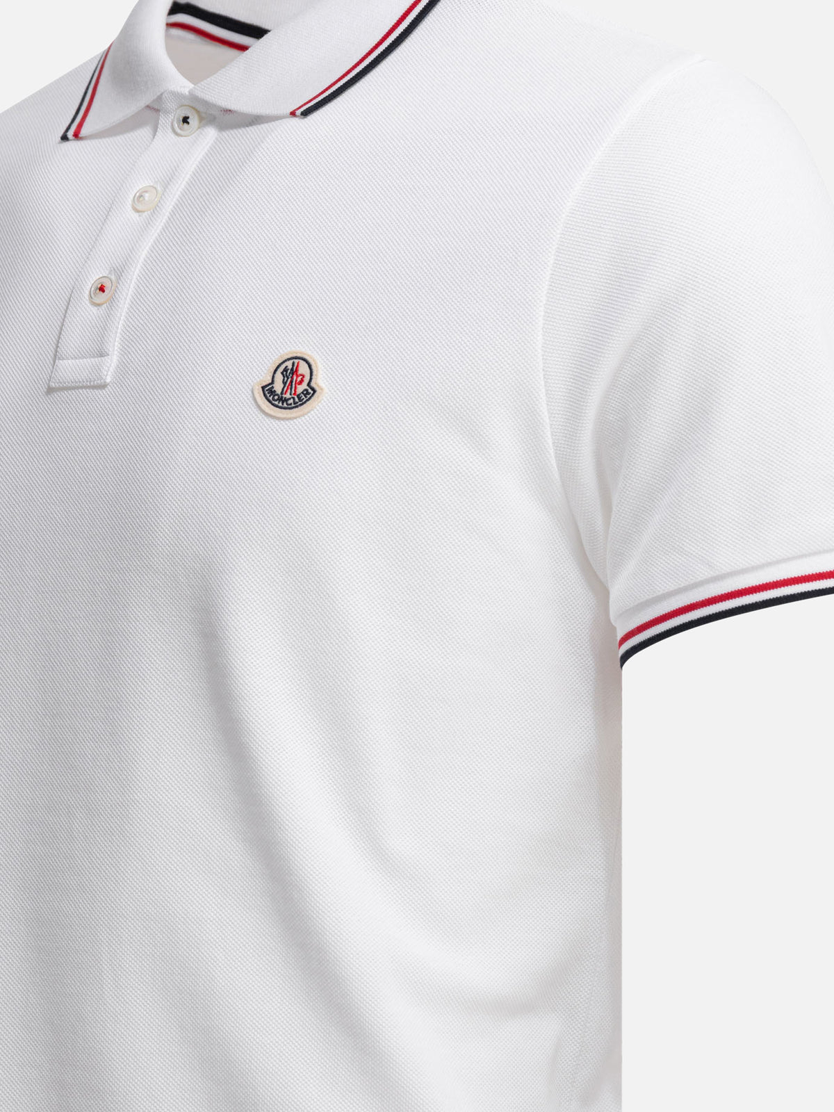 Moncler Cotton pique polo shirt with logo patch White