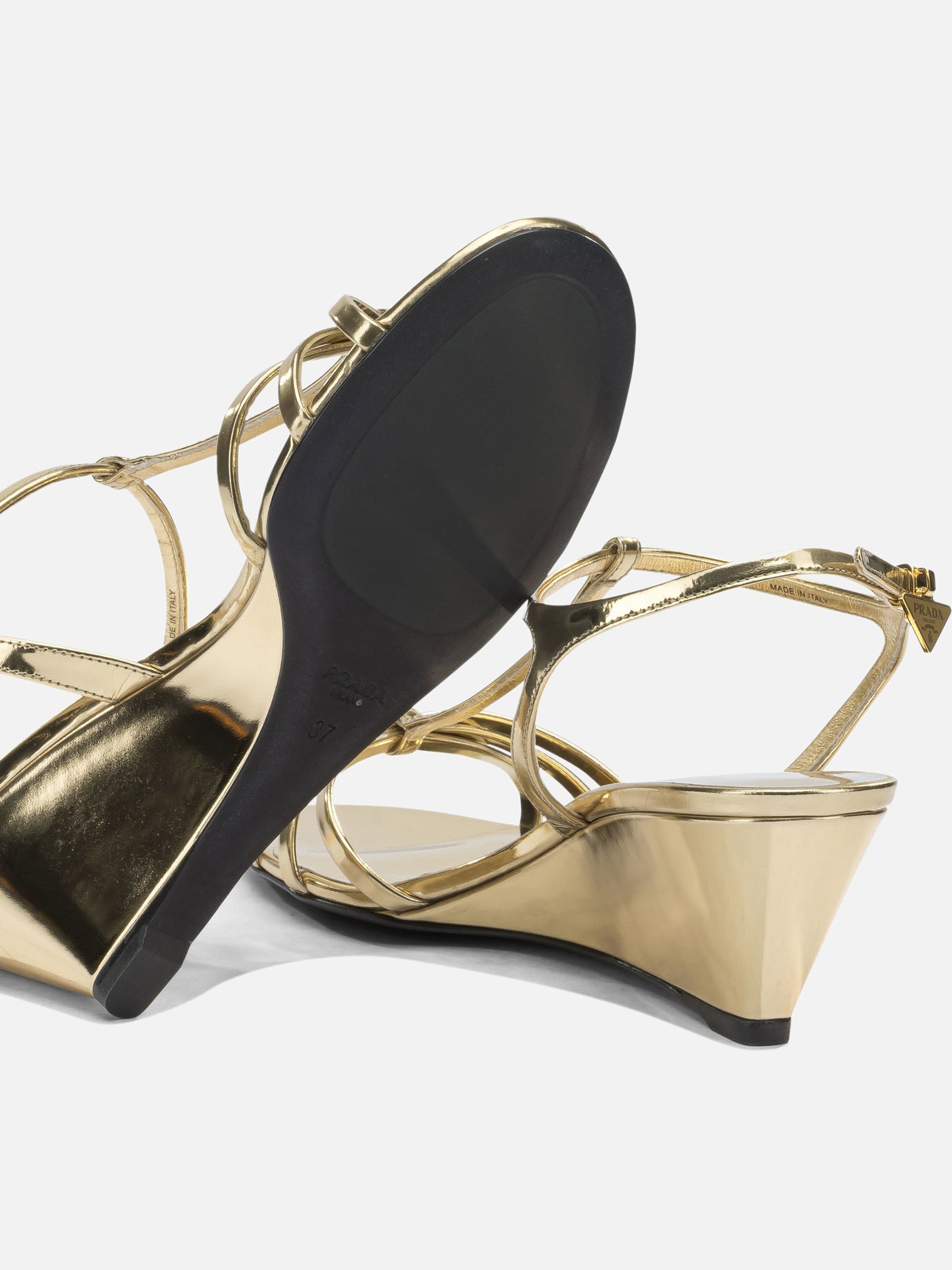Heeled sandals 100% calf leather Gold - Prada Women | PDP | VIETTI Online Store | Zoom-Modal_5