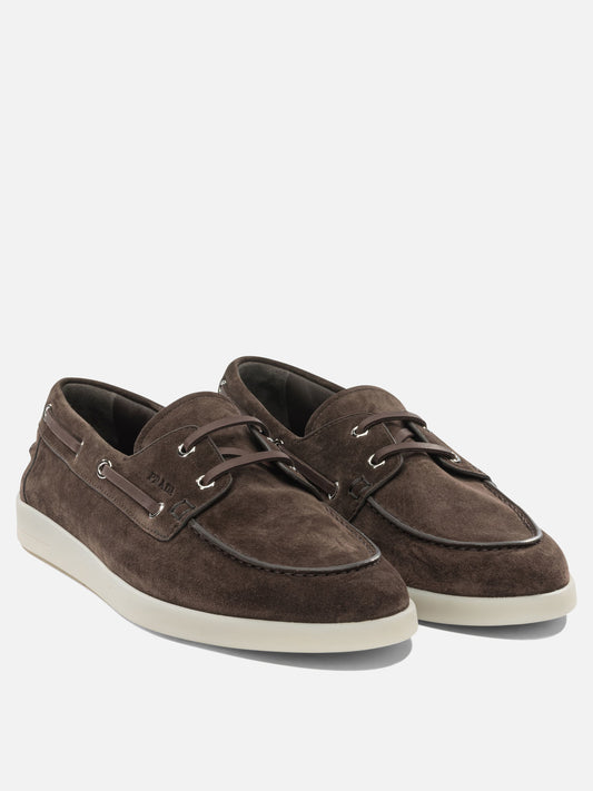 Laced loafers 100% suede - 100% rubber Brown - Prada Men | PLP | VIETTI Online Store | 2